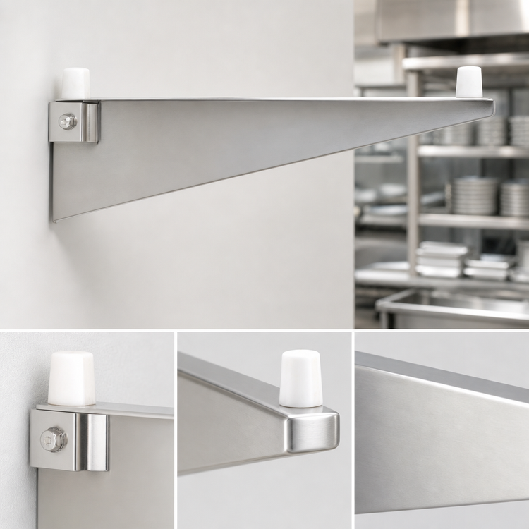 Product image #3 for Eagle Group Right-Hand Single Knob Shelf Bracket for Cantilevered Shelving, 14 Inch, Stainless Steel