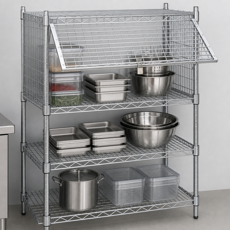 Product image #3 for EAGLEbrite Zinc Flip-Up Door Security Enclosure Kit for 24-Inch Wide Wire Shelving