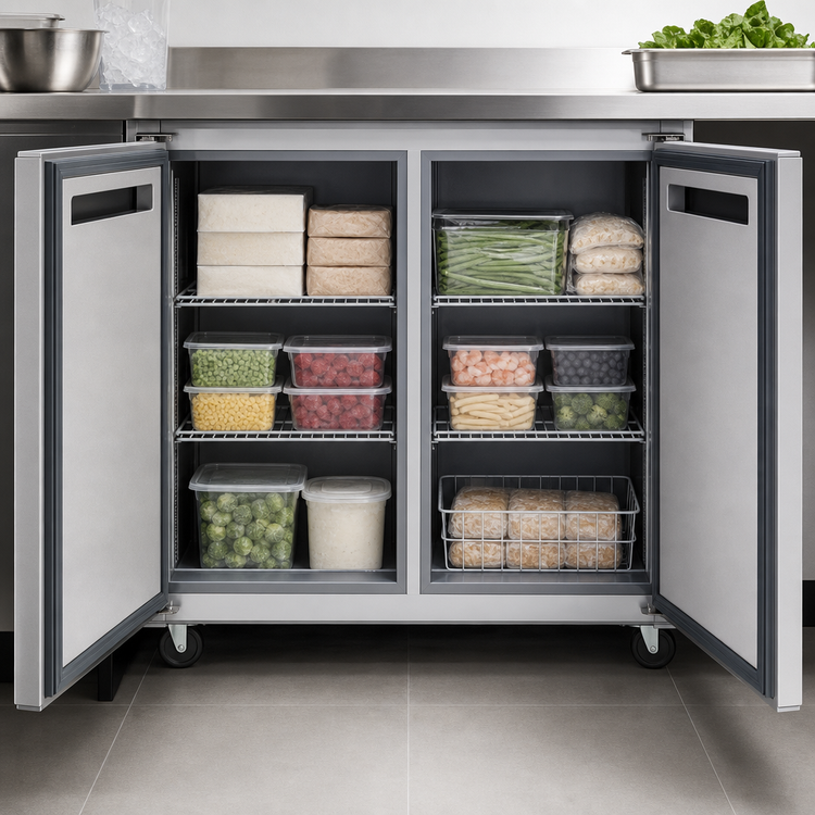 Product image #4 for Juneau 2-Section Undercounter Reach-In Freezer, 4.9 Cu. Ft., Solid Doors, Stainless Steel