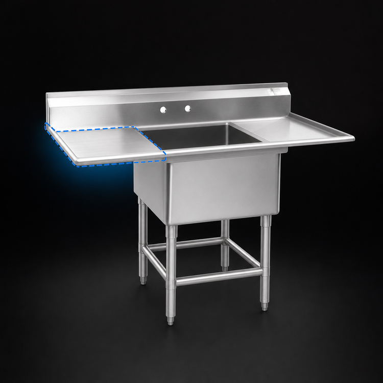 Product image #3 for Spec-Master FN Series 1-Compartment Commercial Sink with Left Drainboard and 24 x 24 x 14-Inch Bowl