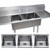 Thumbnail image #3 for BK Resources 60-Inch Three-Compartment Convenience Store Sink with Dual 12-Inch Drainboards and 9-Inch Backsplash