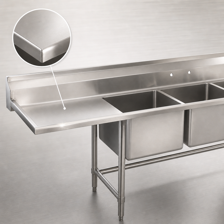 Product image #3 for Eagle Group S16 Series Two-Compartment Commercial Sink with Left Drainboard, 67-1/2-Inch Wide