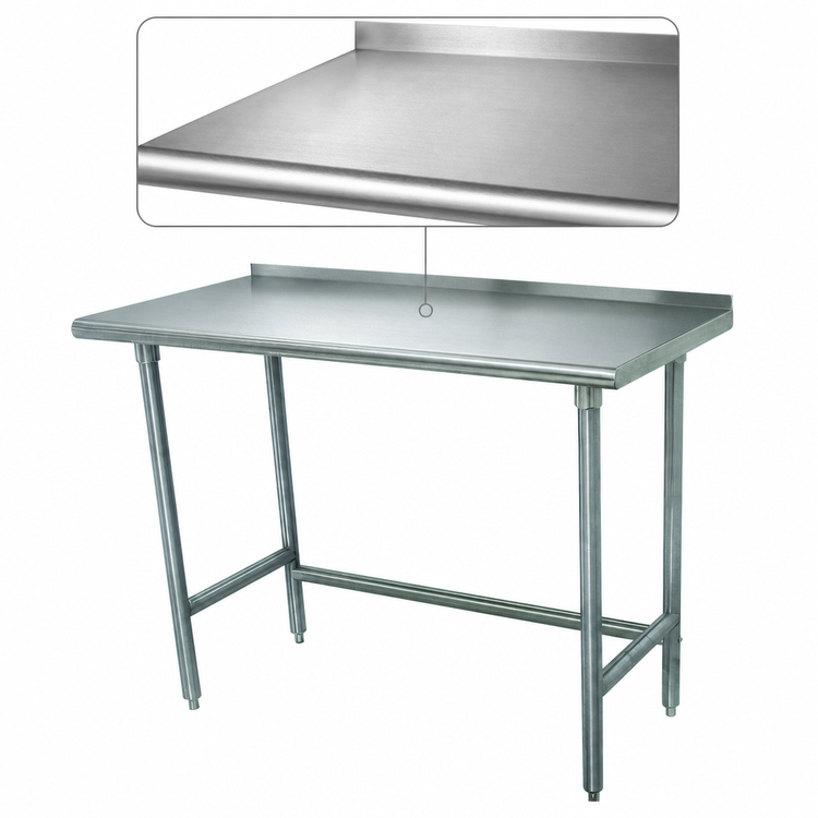 Product image #3 for Advance Tabco Special Value Series 48-Inch x 36-Inch Open Base Stainless Steel Top Work Table with 1-1/2-Inch Rear Backsplash