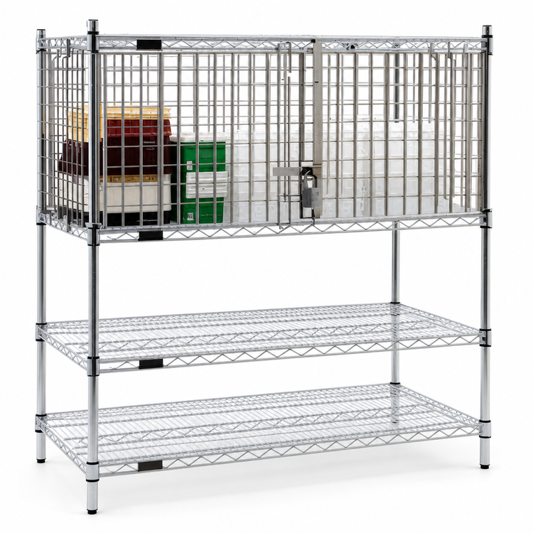 Product image #3 for Eagle Group Stainless Steel Security Enclosure Kit for 21-Inch Shelving, 60-Inch Wide, Hinged Doors