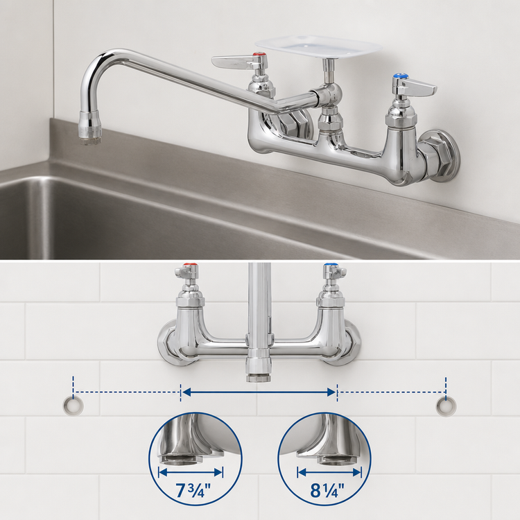 Product image #3 for T&S Brass B-0233-03 Wall-Mounted Pantry Mixing Faucet with 12-Inch Swing Nozzle and Soap Dish