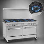 Thumbnail image #3 for Southbend (Middleby) Ultimate 4602DD 60-Inch Gas Restaurant Range with 10 Open Burners, 2 Standard Ovens & Backriser Hi-Shelf