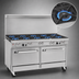 Thumbnail image #3 for Southbend Ultimate 60-Inch Gas Restaurant Range with 10 Open Burners, 2 Standard Ovens, and Backriser Hi-Shelf
