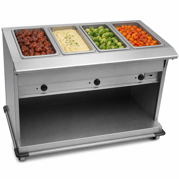 Product image #3 for Spec-Master PHT4OB-120 4-Well Electric Portable Hot Food Table with Open Base
