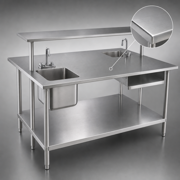 Product image #3 for Advance Tabco 48" x 48" Flat Top Stainless Steel Work Table with Adjustable Undershelf