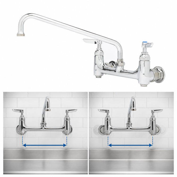 Product image #3 for T&S Brass B-0231-BST Wall-Mount Sink Mixing Faucet with 12-Inch Swing Nozzle, 8-Inch Centers