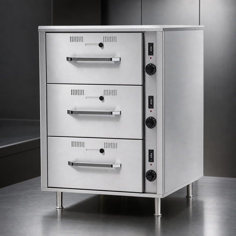 Product image #3 for RedHots DWN-3-240 Freestanding 3-Drawer Narrow Electric Warming Drawer, 240V