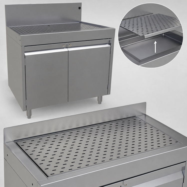 Product image #3 for Glastender Stainless Steel Underbar Drainboard Cabinet Base with Hinged Doors, 30-Inch W x 19-Inch D