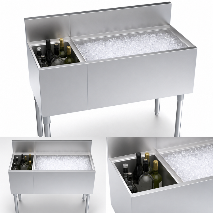 Product image #3 for Krowne Royal Series 42-Inch Right-Hand Underbar Combination Ice Bin with Insulated Bottle Storage