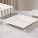 Thumbnail image #3 for Crestware Quattro QUA83 12-Inch Square Deep Wide-Rim Ceramic Platter, Pearl White Case of 12
