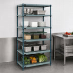 Thumbnail image #3 for Quantum WR74-2436WPM-5 5-Tier Stationary Louvered Wire Plastic Mat Shelving Unit, 36"W x 24"D x 74"H, Green