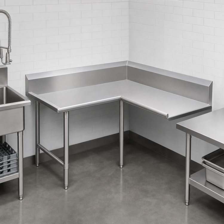 Product image #3 for John Boos Pro-Bowl 60 x 96-Inch L-Shaped Corner Clean Dishtable, Right-to-Left