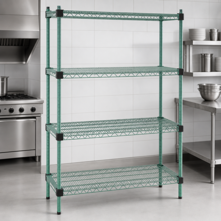 Product image #3 for EagleGard Quad-Adjust 4-Tier Stationary Wire Shelving Starter Unit, 60"W x 18"D x 74"H
