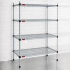 Thumbnail image #3 for Eagle Group EAGLEbrite F2QA2-74-2472Z 4-Tier Wire Shelving Starter Unit, 72W x 24D x 74H, Zinc Finish