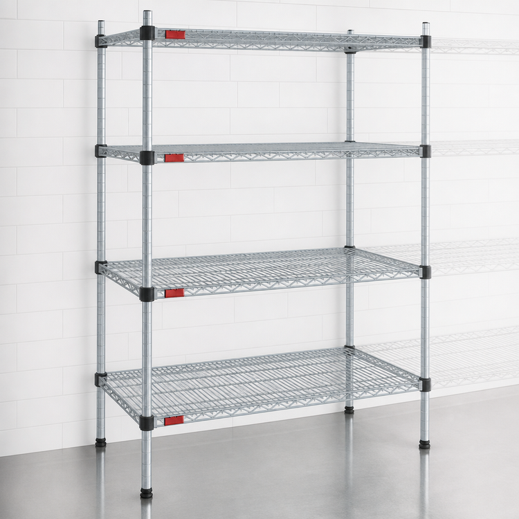 Product image #3 for EAGLEbrite Quad-Adjust 4-Tier Wire Shelving Starter Unit, 72W x 24D x 74H, Zinc Finish
