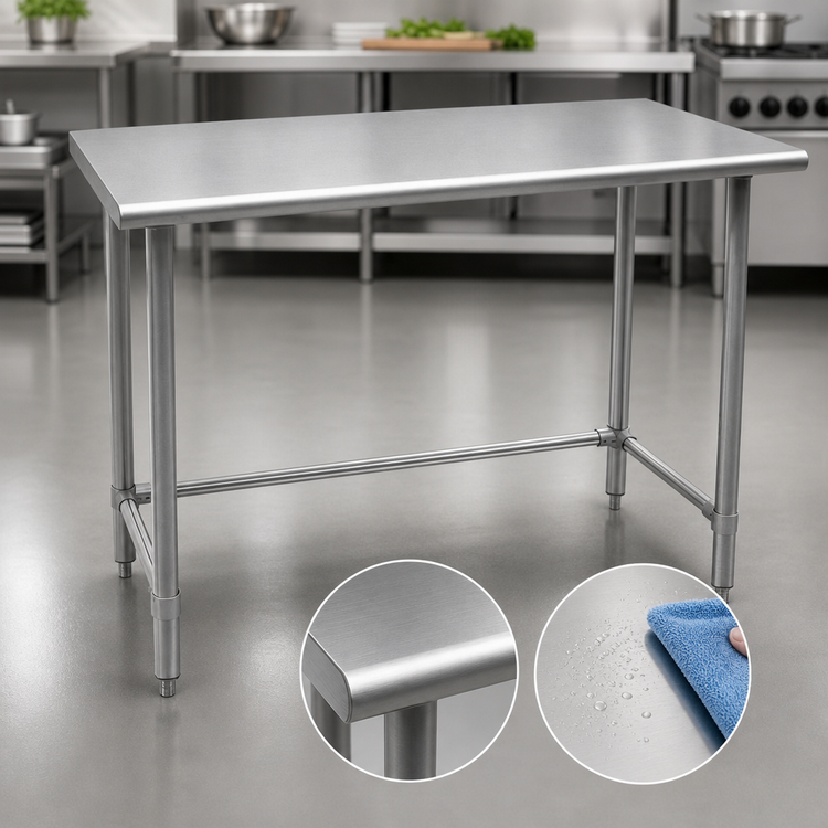 Product image #3 for Omcan 60-Inch x 24-Inch Stainless Steel Flat Top Work Table with Open Base