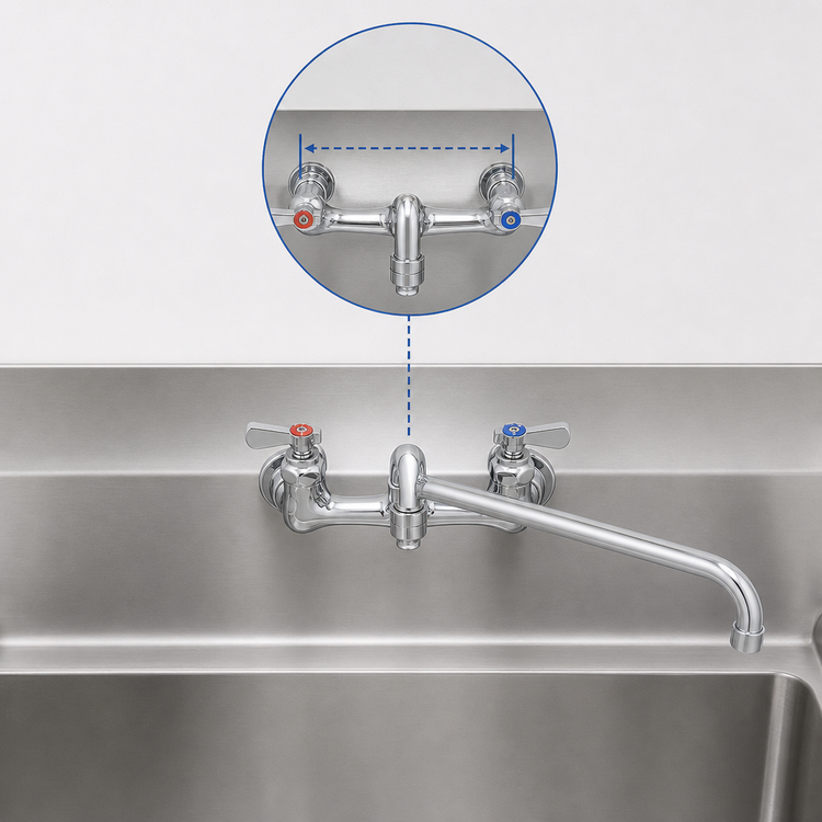 Product image #3 for OptiFlow 8-Inch Center Splash-Mount Heavy Duty Faucet with 8-Inch Swing Spout