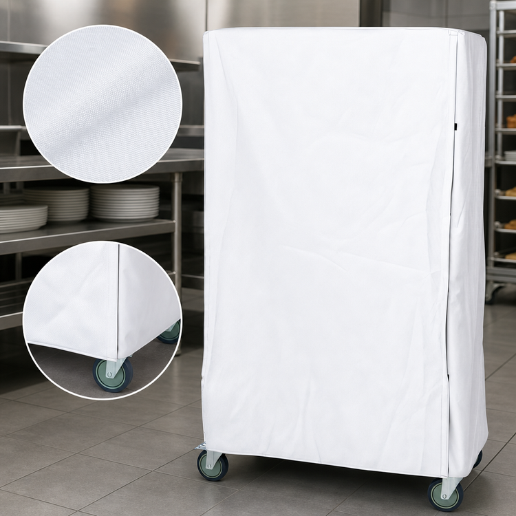 Product image #3 for Quantum 18 x 48 x 63 Inch Wire Cart Cover with Zipper Flap, White Nylon