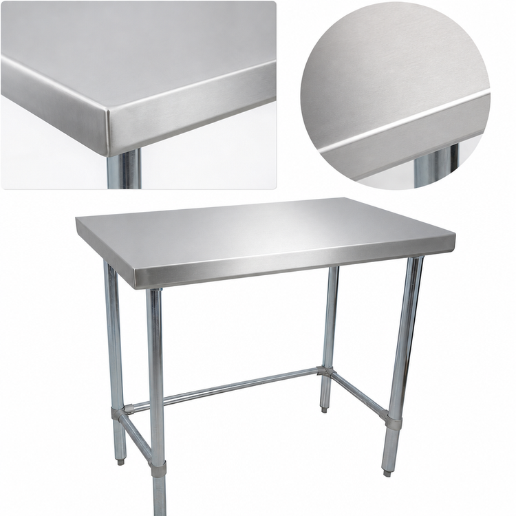 Product image #3 for BK Resources Open Base All Stainless Steel Work Table, 30 x 18 Inches, Flat Top