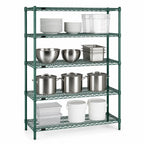 Thumbnail image #3 for Redipak 4-Tier Wire Shelving Unit, 60W x 18D x 74H, Stationary, Green Epoxy