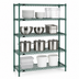 Thumbnail image #3 for Redipak 4-Tier Wire Shelving Unit, 60W x 18D x 74H, Stationary, Green Epoxy