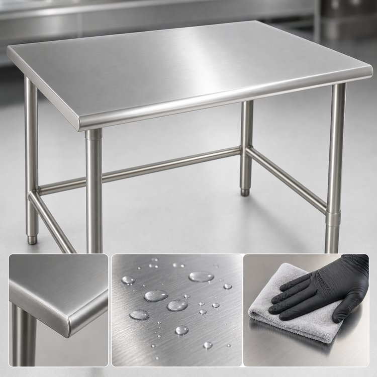 Product image #3 for Eagle Group Budget Series 108 in. x 36 in. Flat Top Stainless Steel Work Table with Tubular Base