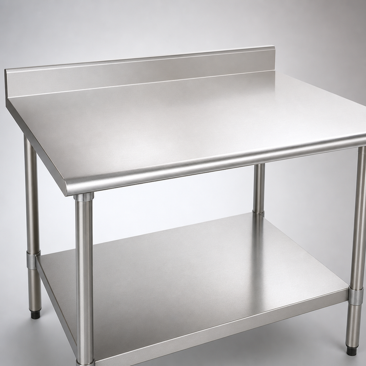 Product image #3 for Eagle Budget Series 72 Inch x 24 Inch Work Table with 4-1/2 Inch Backsplash, 430 Stainless Steel Top and Adjustable Undershelf