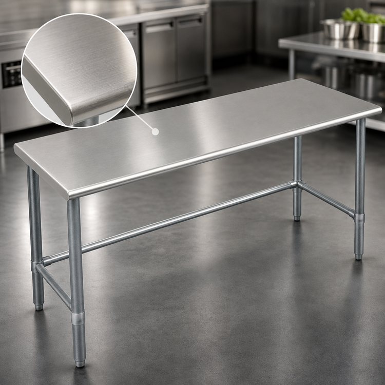 Product image #3 for Eagle Budget Series 72 Inch x 24 Inch Flat Top Work Table with 430 Stainless Steel Top and Galvanized Tubular Base