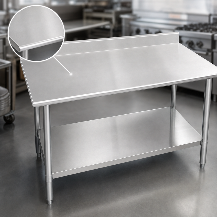 Product image #3 for Eagle Budget Series 72-Inch x 30-Inch Stainless Steel Work Table with 4-1/2-Inch Backsplash and Adjustable Undershelf