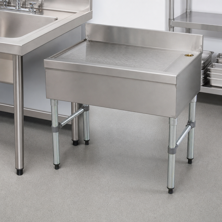 Product image #3 for Advance Tabco Special Value Series Free-Standing Bar Type Drainboard, 18 x 18 Inches, Stainless Steel