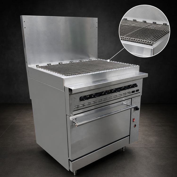 Product image #3 for Vulcan Endurance 36-Inch LP Gas Restaurant Range with 36-Inch Charbroiler and Refrigerated/Freezer Drawer Base