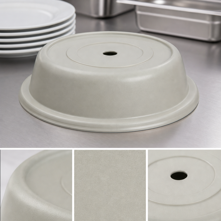Product image #4 for Cambro Versa Camcover Round Fiberglass Plate Cover, 10-5/16 Inch Inside Diameter, Antique Parchment