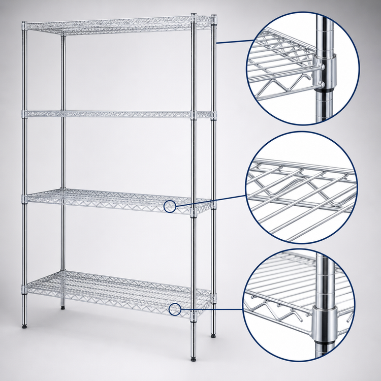Product image #3 for Eagle Group 4-Tier Starter Wire Shelving Unit, 30 x 18 x 63 Inches, Chrome-Plated