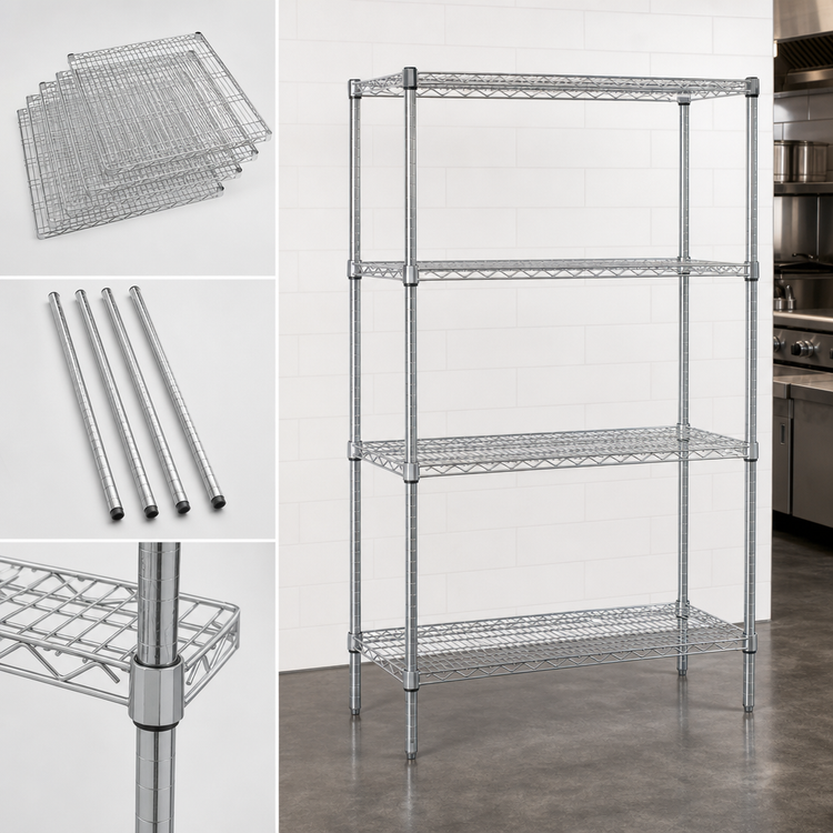 Product image #3 for Quantum 36" W x 24" D x 86" H Chrome Wire Shelving Starter Kit