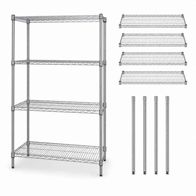 Product image #3 for Quantum 24" x 24" x 54" Stationary 4-Shelf 304 Stainless Steel Wire Shelving Starter Kit