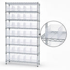 Thumbnail image #3 for Quantum WR9-206CL Stationary Bin Wire Shelving Unit, 36"W x 24"D x 74"H, Chrome Plated, 9 Shelves, 40 Clear Bins