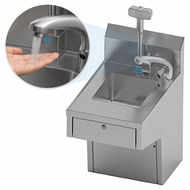 Product image #3 for Eagle Group HSAP-10-EYE Wall Mount Hand Sink with Electronic Eye Faucet, Skirt & Dispensers