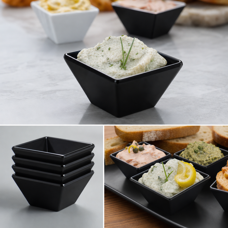 Product image #3 for Square Black Melamine Sauce Cup, 1 oz