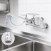 Thumbnail image #3 for T&S Brass 8-Inch Wall-Mounted Double Pantry Mixing Faucet with Swing Nozzle and Soap Dish