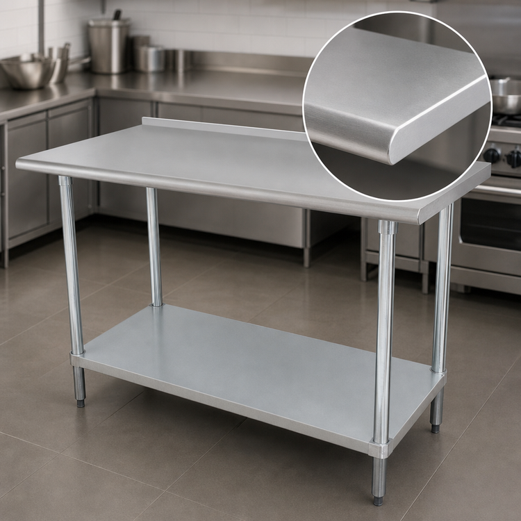 Product image #3 for Advance Tabco FAG-3610 120" x 36" Stainless Steel Work Table with 1-1/2" Rear Up-Turn and Adjustable Galvanized Undershelf
