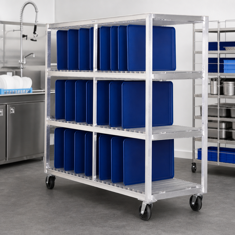 Product image #3 for New Age Mobile Aluminum 3-Tier Tray Drying Rack, 288-Tray Capacity
