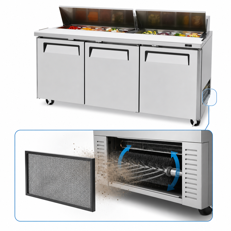 Product image #3 for Turbo Air M3 72-5/8-Inch 3-Section Sandwich/Salad Prep Table with Rear-Mount Self-Contained Refrigeration