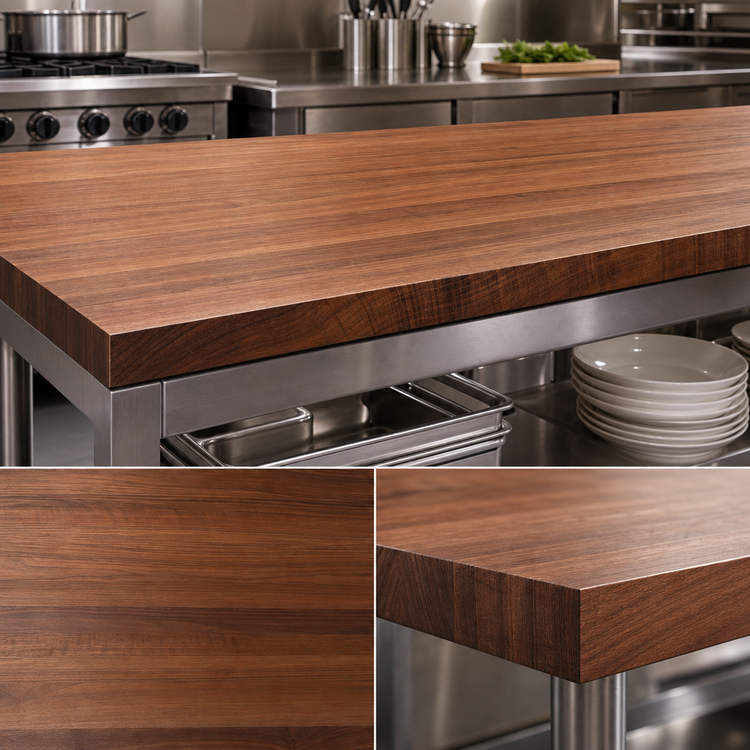 Product image #3 for Boos Block 60" x 27" American Black Walnut Edge Grain Kitchen Countertop, 1-1/2" Thick