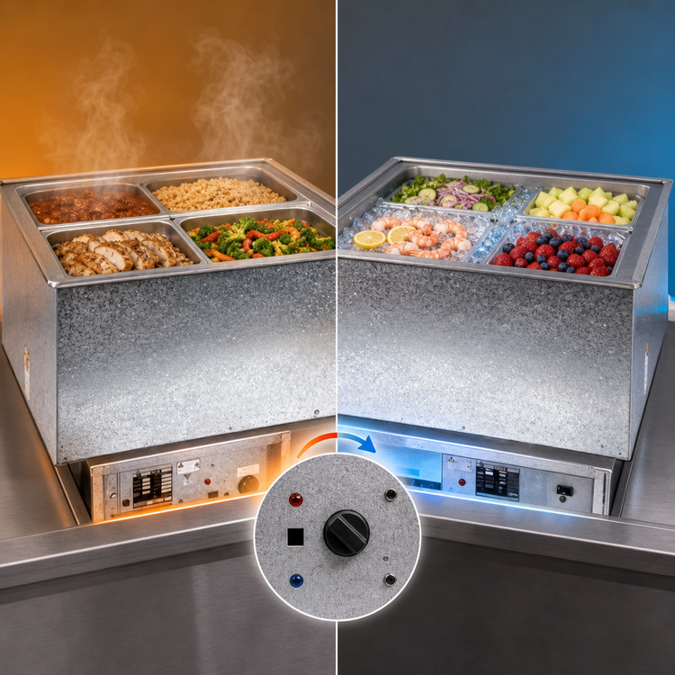Product image #3 for Atlas Metal RM-HP-4 4-Pan Dual Temperature Drop-In Food Well