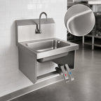 Thumbnail image #3 for John Boos Pro-Bowl PBHS-W-1410-KV2MB-X Wall-Mounted Stainless Steel Hand Wash Sink with Double Knee Valves and Gooseneck Faucet