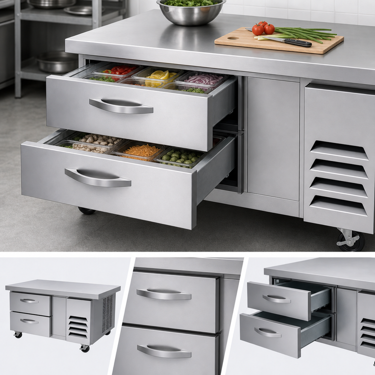 Product image #3 for Beverage-Air One-Section Worktop Cook Stand Freezer with 2 Drawers, 60-Inch Wide, Self-Contained R290